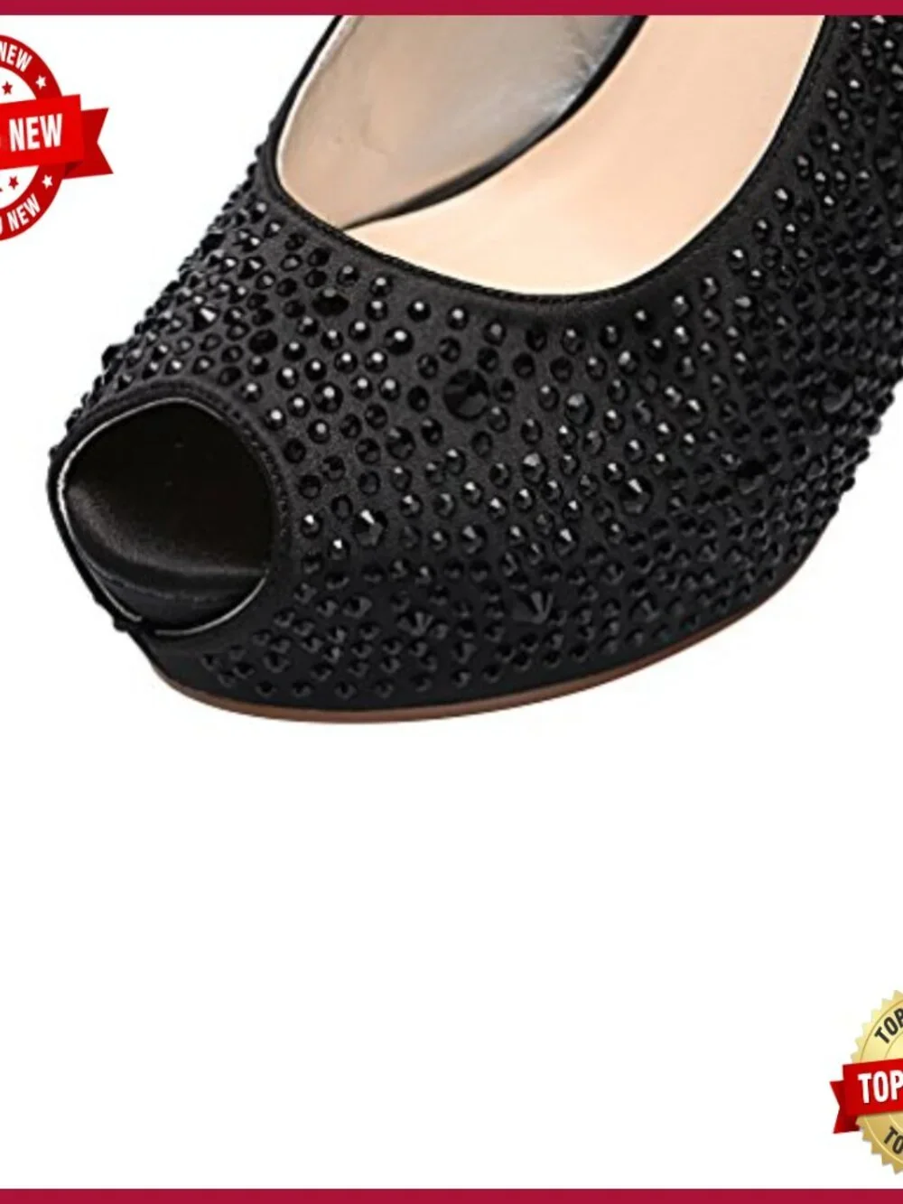 Women Rhinestone Slingback Platform Pumps High Heel Peep Toe Wedding